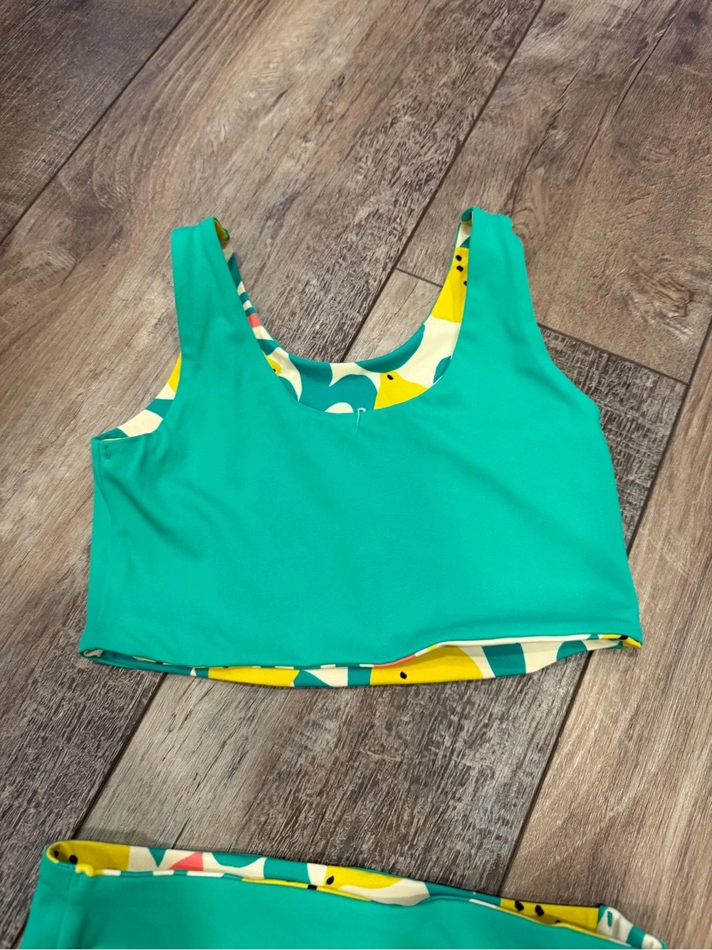 Hanna Andersson Reversible Bikini Lemon/Green Size 6-7